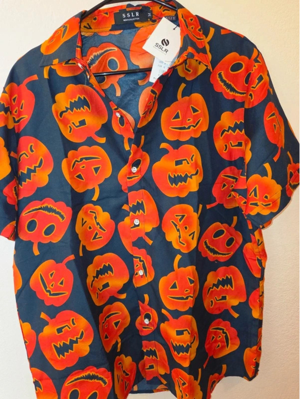 Pumpkin button up shirt large